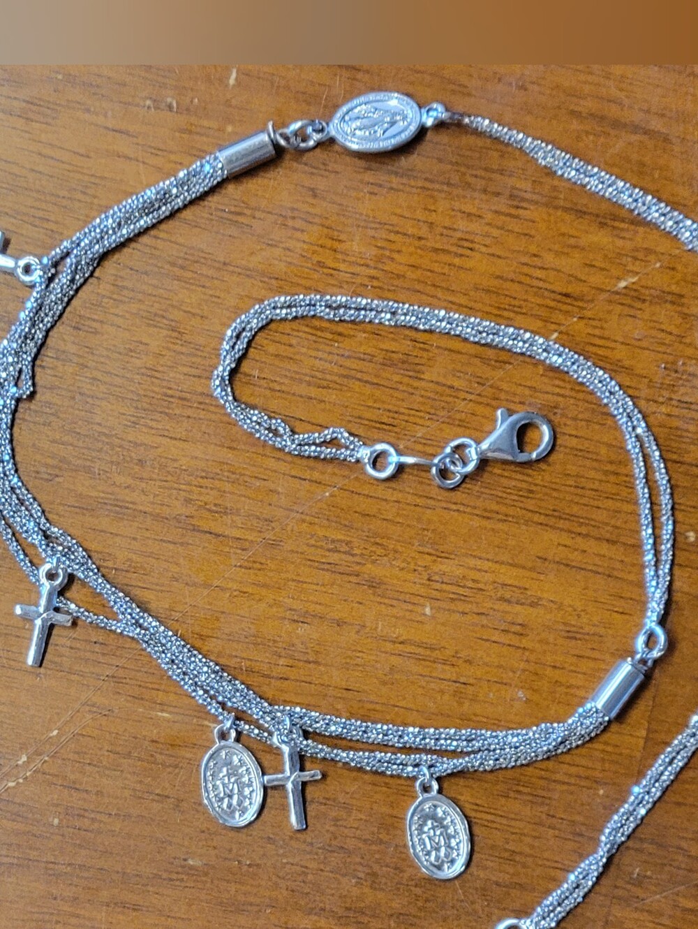 Dyadema Italy .925 Sterling Silver Multi-Strand Religious Medals Necklace (11.29